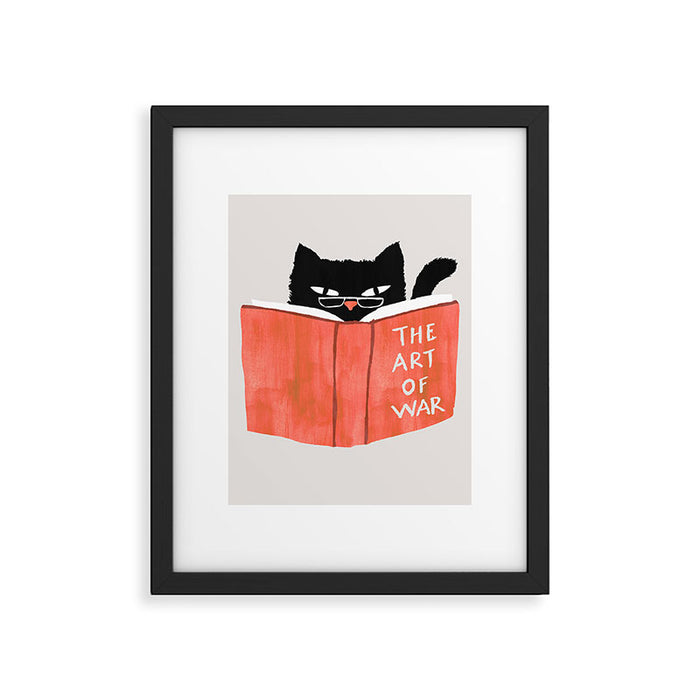 Cat reading book Framed Art Print Gallery Image 1