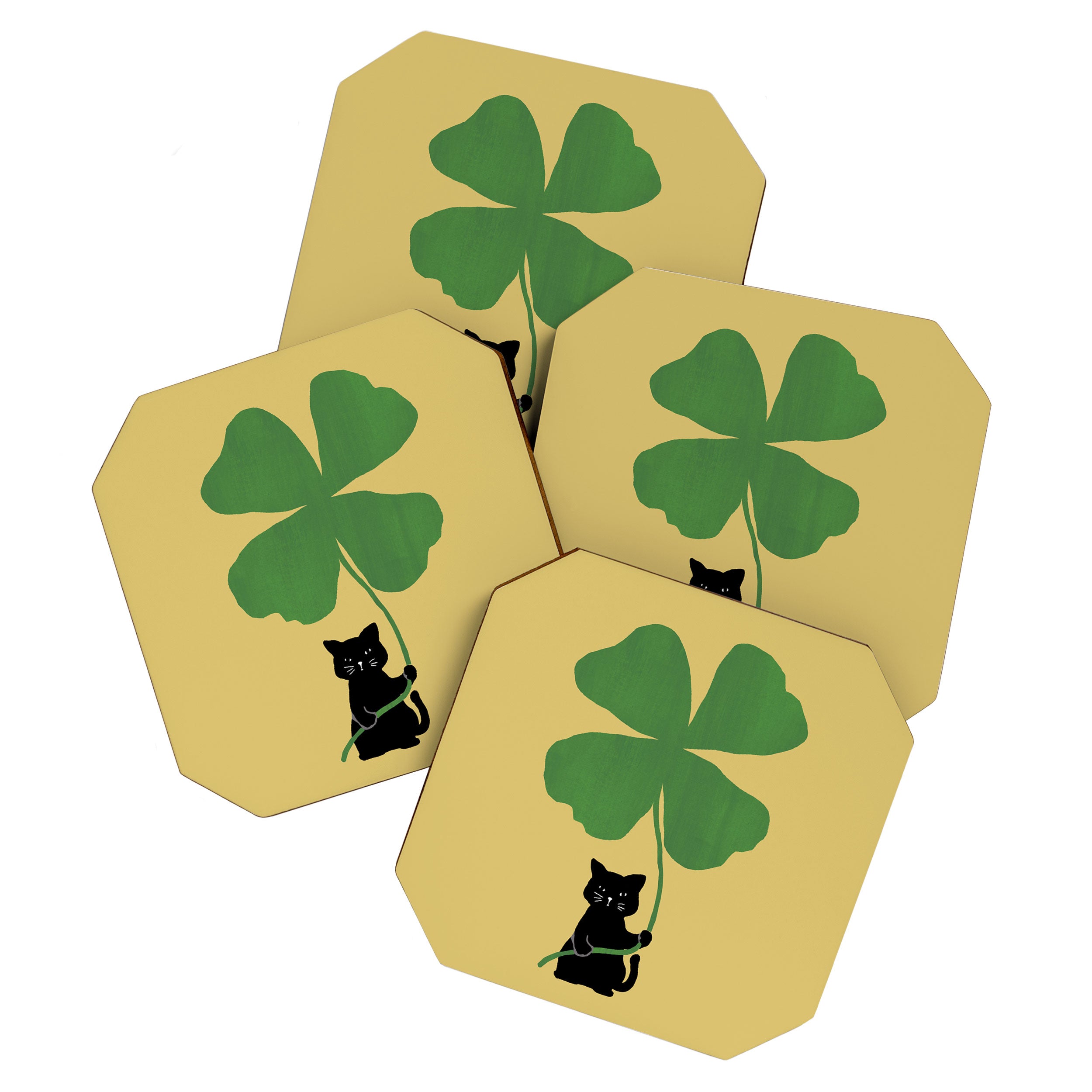 Cat with clover Coaster Gallery Image 1
