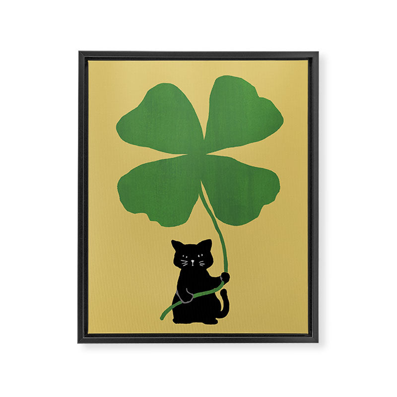 Cat with clover Framed Canvas Print Gallery Image 6