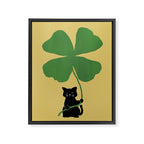 Cat with clover Framed Canvas Print Gallery Image 6