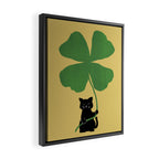 Cat with clover Framed Canvas Print Gallery Image 2