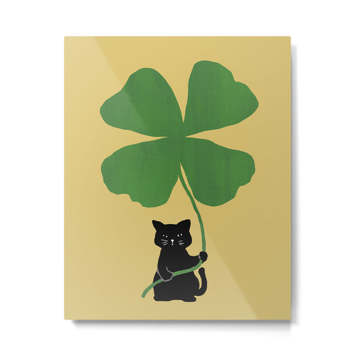 Cat with clover Metal Print Gallery Image 1