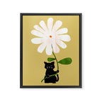 Cat with flower Framed Canvas Print Gallery Image 6