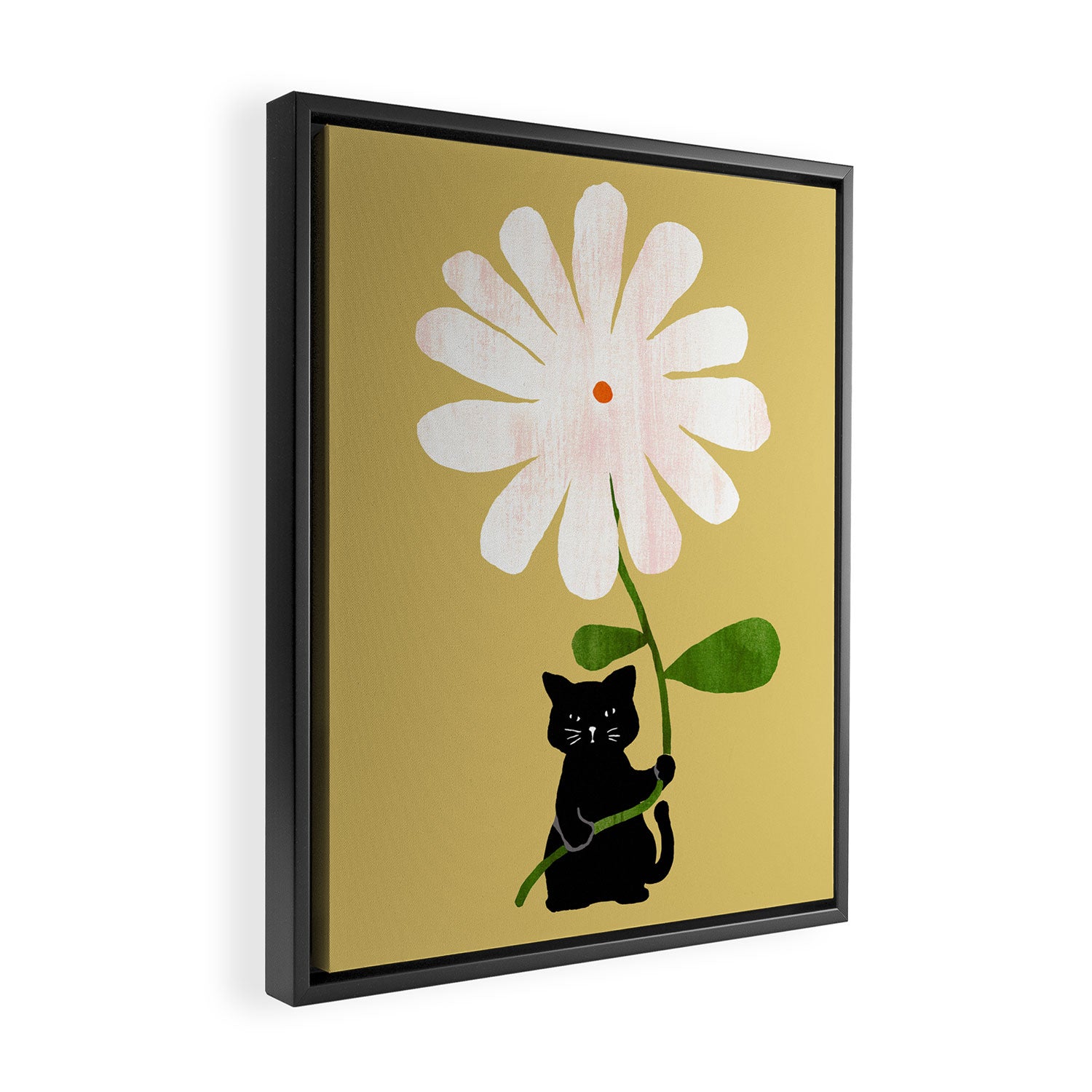 Cat with flower Framed Canvas Print Gallery Image 2