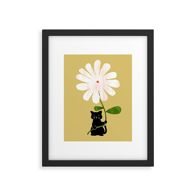 Cat with flower Framed Art Print Gallery Image 5