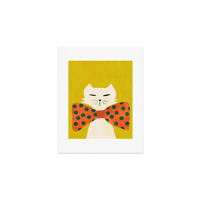Cat with incredebly oversized humongous bowtie Art Print Gallery Image 1