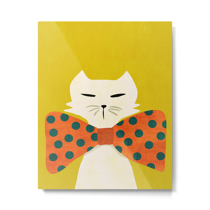 Cat with incredebly oversized humongous bowtie Metal Print Gallery Image 1