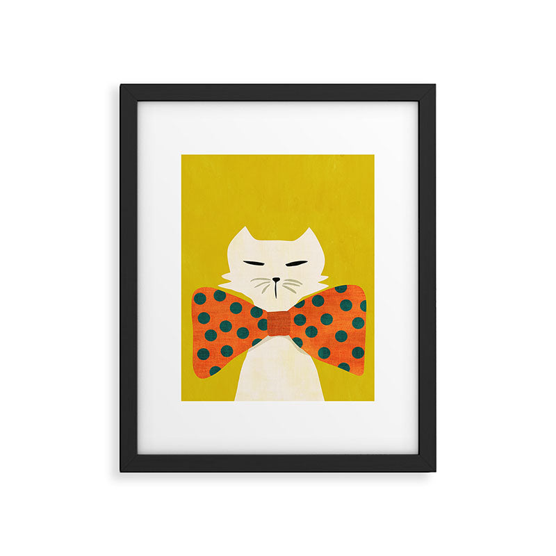 Cat with incredebly oversized humongous bowtie Framed Art Print Gallery Image 6