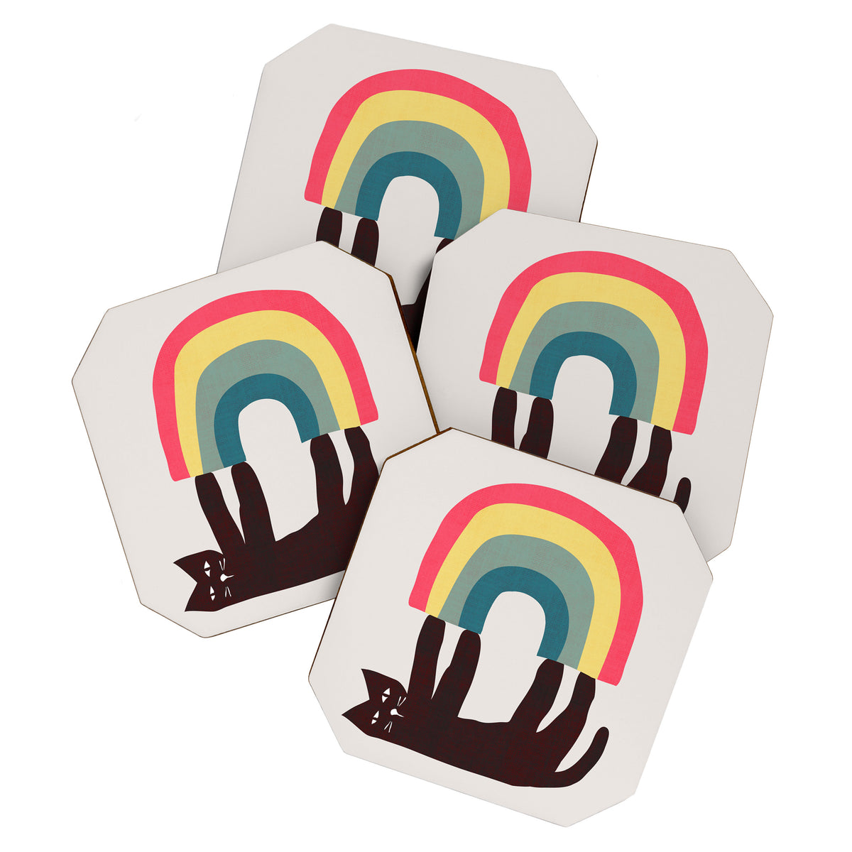 Cat with rainbow Coaster Gallery Image 1