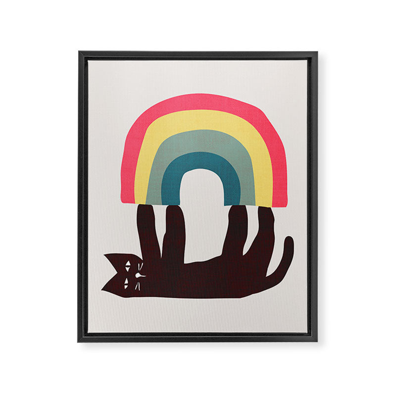 Cat with rainbow Framed Canvas Print Gallery Image 6