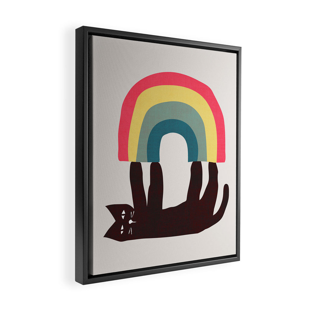 Cat with rainbow Framed Canvas Print Gallery Image 2