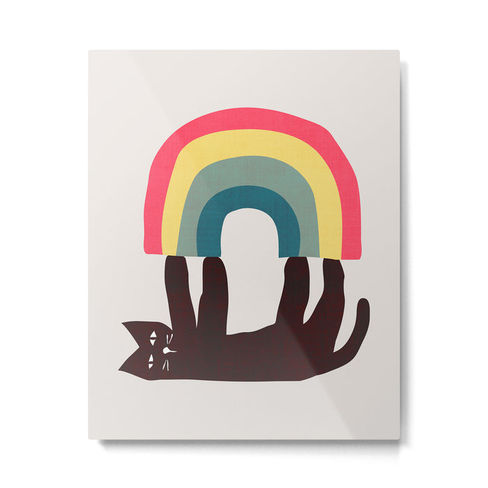 Cat with rainbow Metal Print Gallery Image 1