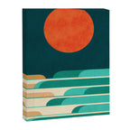 Chasing wave under the red moon Canvas Print Gallery Image 6