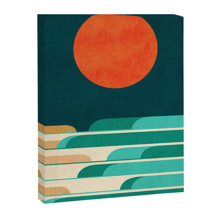 Chasing wave under the red moon Canvas Print Gallery Image 1
