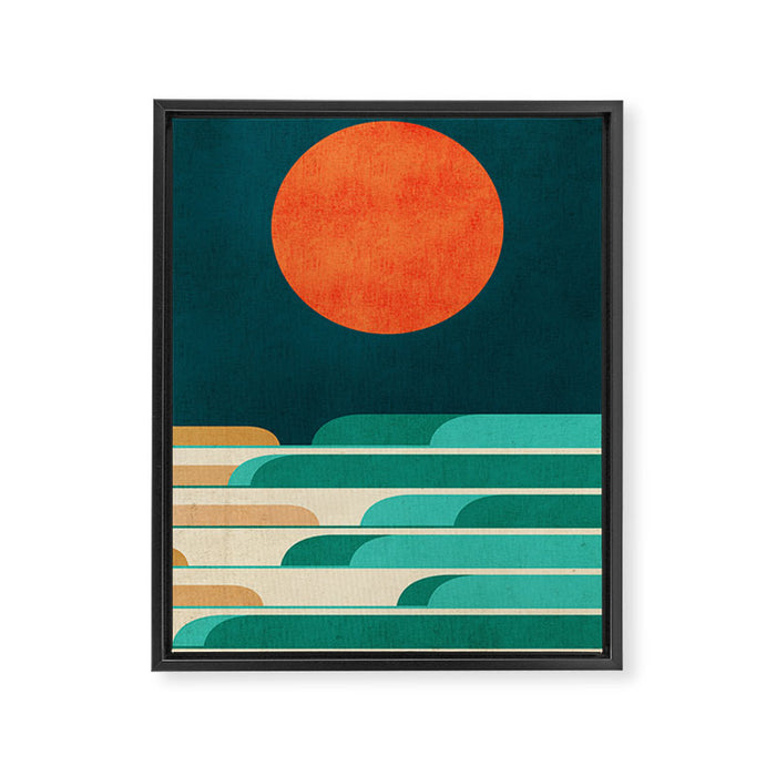 Chasing wave under the red moon Framed Canvas Print Gallery Image 1