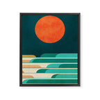 Chasing wave under the red moon Framed Canvas Print Gallery Image 6