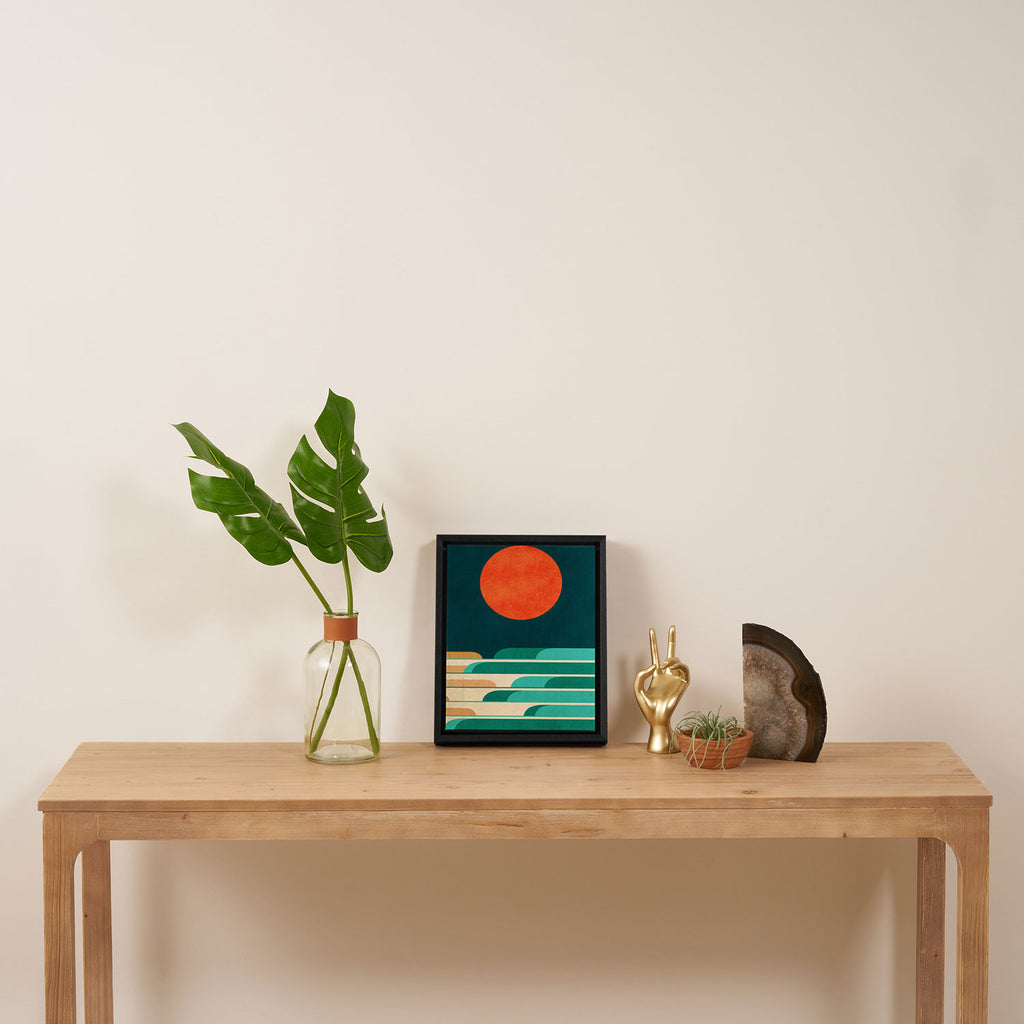 Chasing wave under the red moon Framed Canvas Print Gallery Image 4