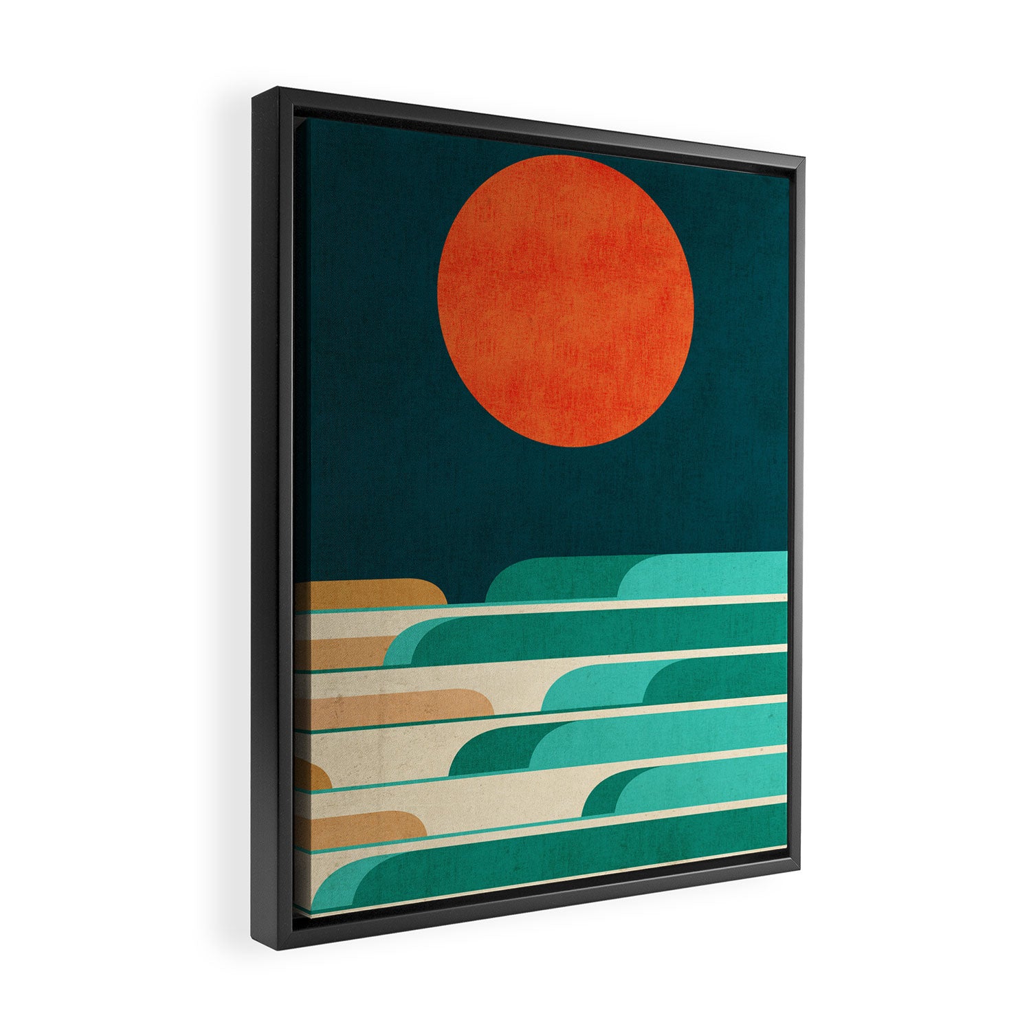 Chasing wave under the red moon Framed Canvas Print Gallery Image 2