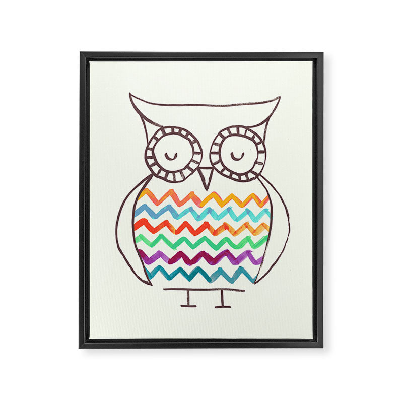 Chevron Owl Framed Canvas Print Gallery Image 6