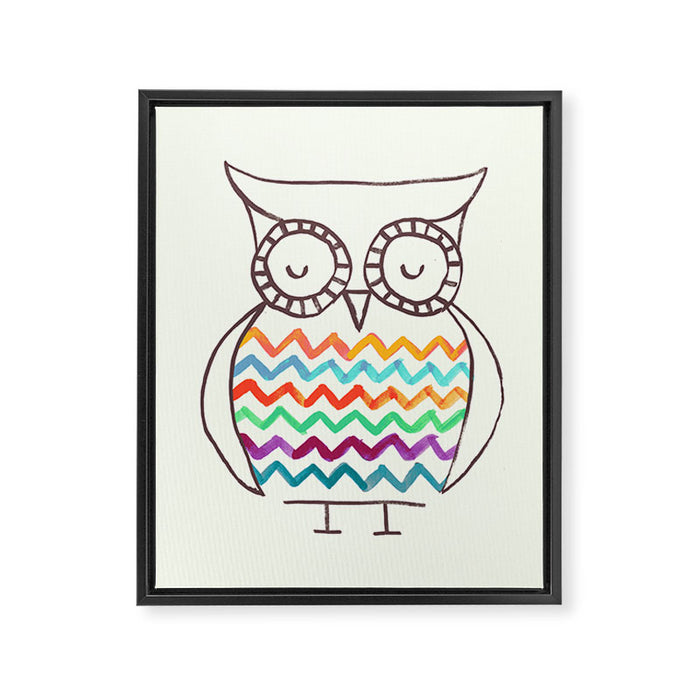 Chevron Owl Framed Canvas Print Gallery Image 1