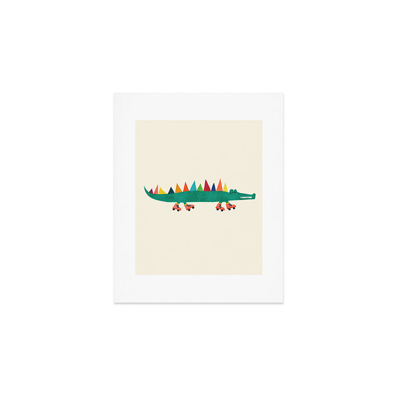 Crocodile on Roller Skates Art Print Gallery Image 1
