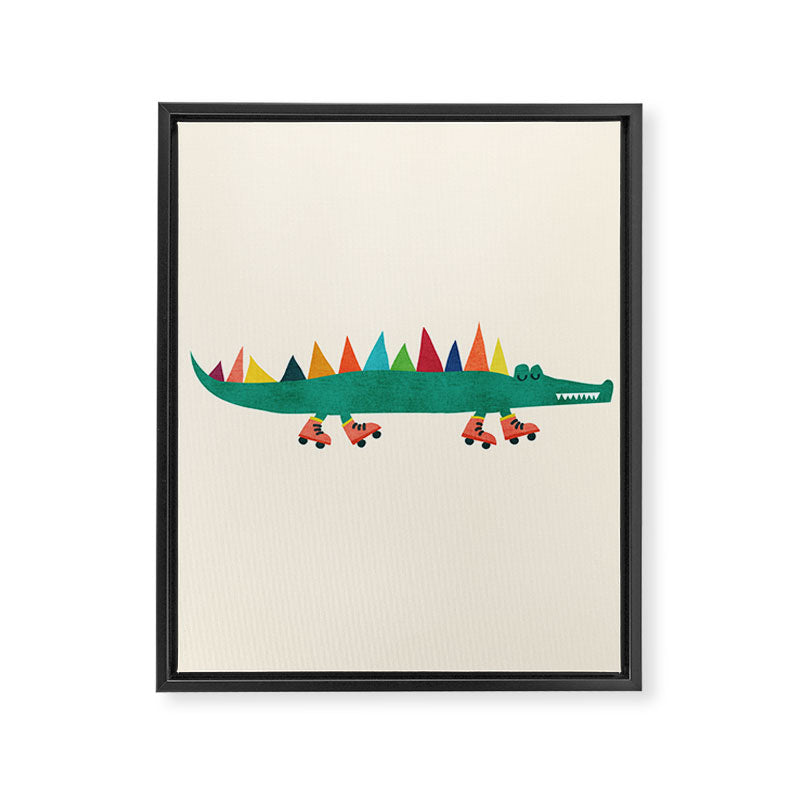 Crocodile on Roller Skates Framed Canvas Print Gallery Image 6