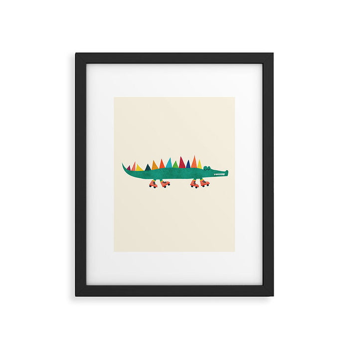 Crocodile on Roller Skates Framed Art Print Gallery Image 1