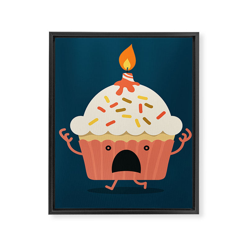 Cupcake on fire Framed Canvas Print Gallery Image 6