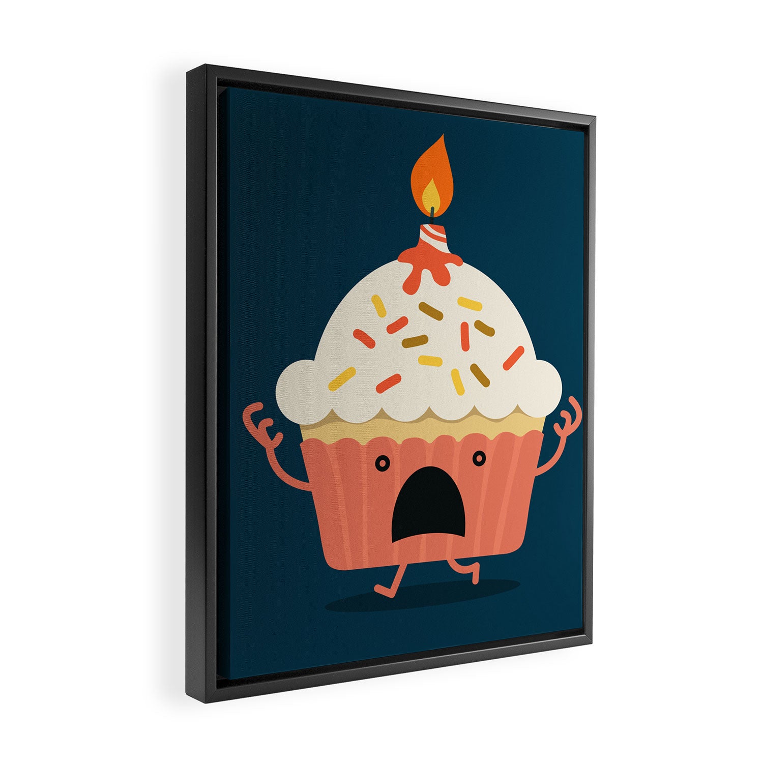 Cupcake on fire Framed Canvas Print Gallery Image 2