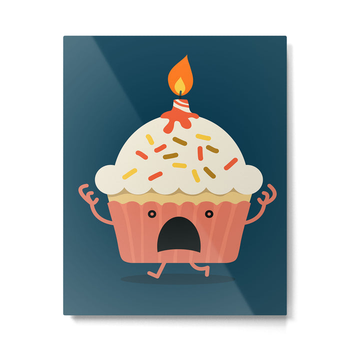 Cupcake on fire Metal Print Gallery Image 1