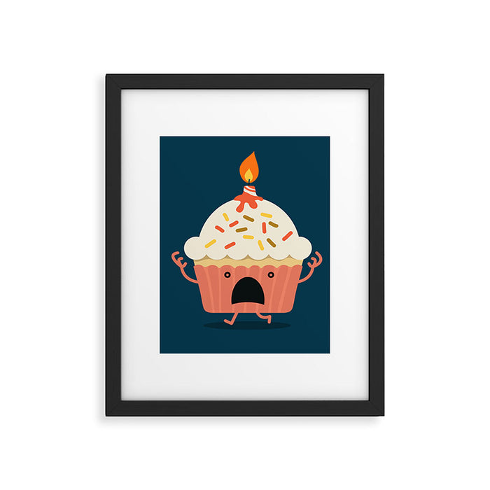 Cupcake on fire Framed Art Print Gallery Image 1