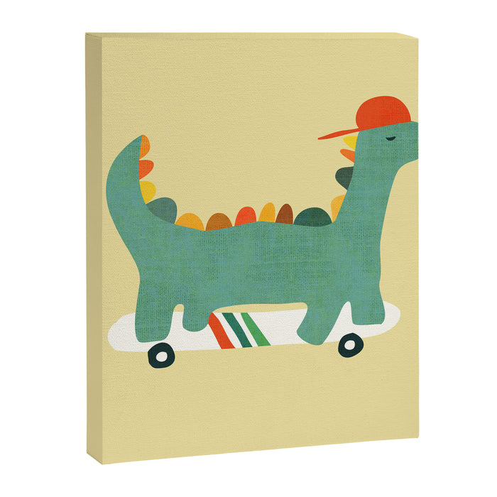 Dinosaur on retro skateboard Canvas Print Gallery Image 1