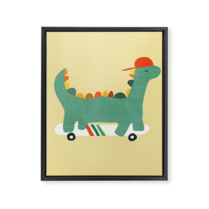 Dinosaur on retro skateboard Framed Canvas Print Gallery Image 6