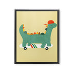 Dinosaur on retro skateboard Framed Canvas Print Gallery Image 6