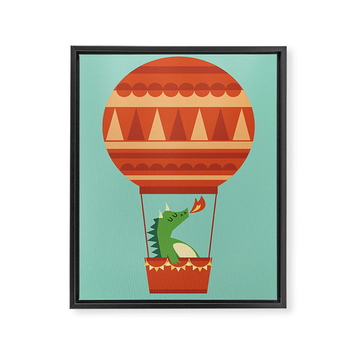 Dragon On Hot Air Balloon Framed Canvas Print Gallery Image 1