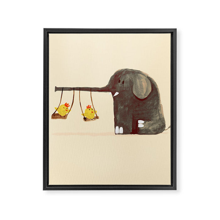 Elephant Swing Framed Canvas Print Gallery Image 1