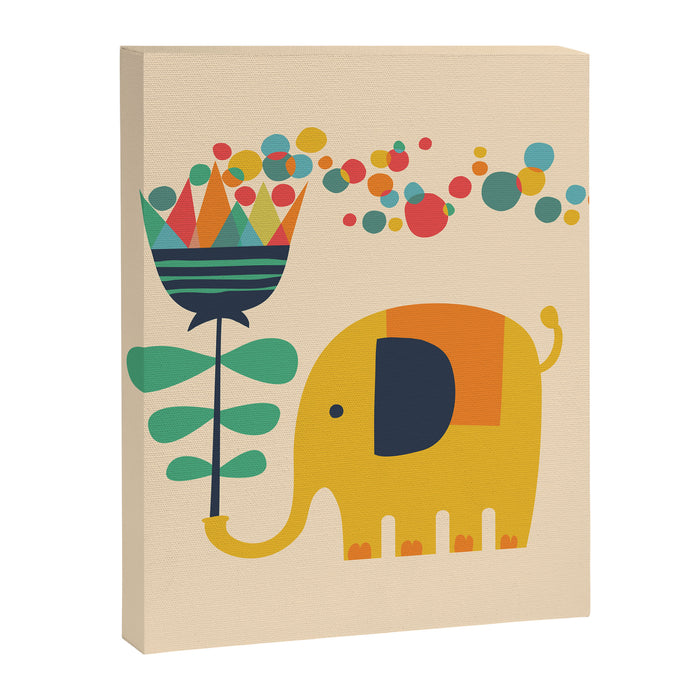 Elephant with giant flower Canvas Print Gallery Image 1
