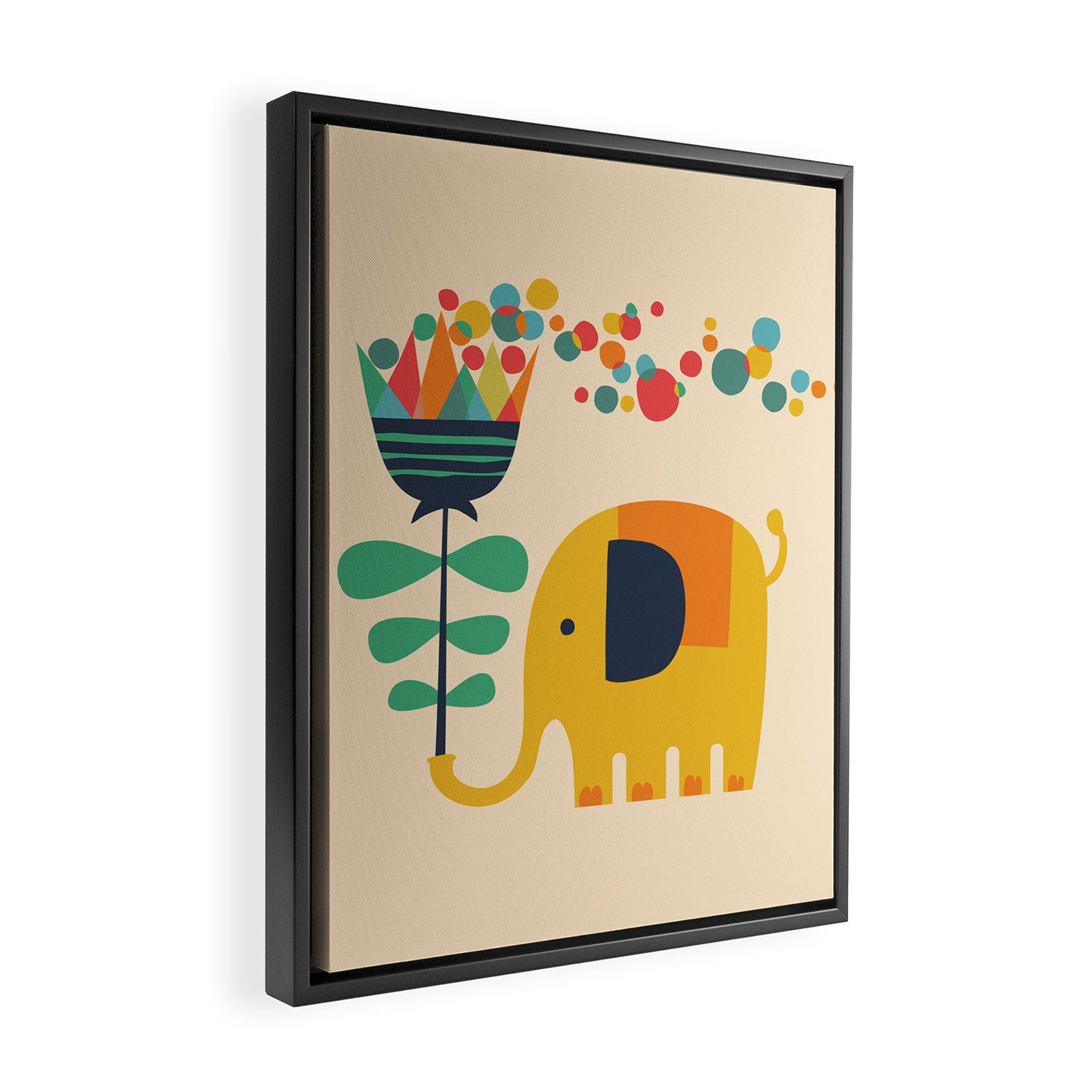 Elephant with giant flower Framed Canvas Print Gallery Image 2