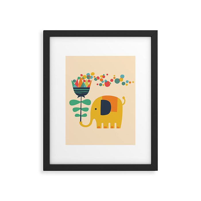 Elephant with giant flower Framed Art Print Gallery Image 1