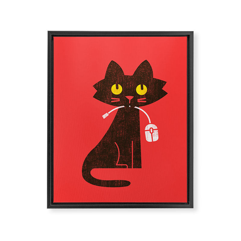Fitz - Hungry hungry cat (and unfortunate mouse) Framed Canvas Print Gallery Image 6