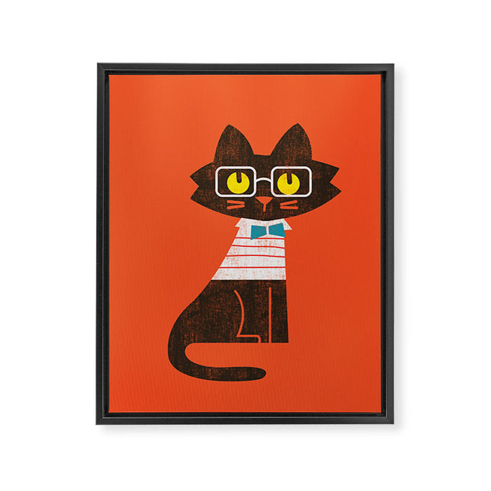 Fitz - Preppy cat Framed Canvas Print Gallery Image 1
