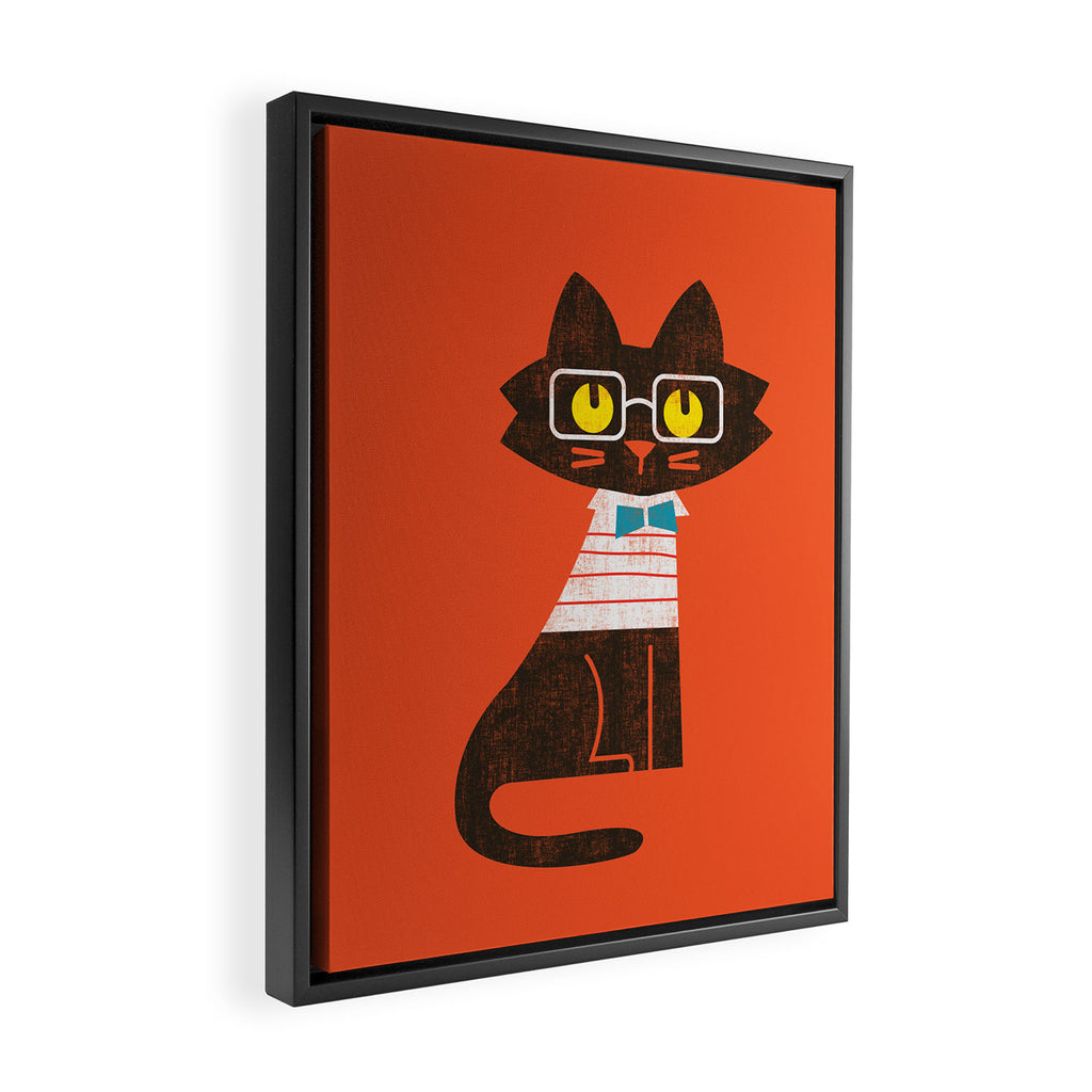 Fitz - Preppy cat Framed Canvas Print Gallery Image 2
