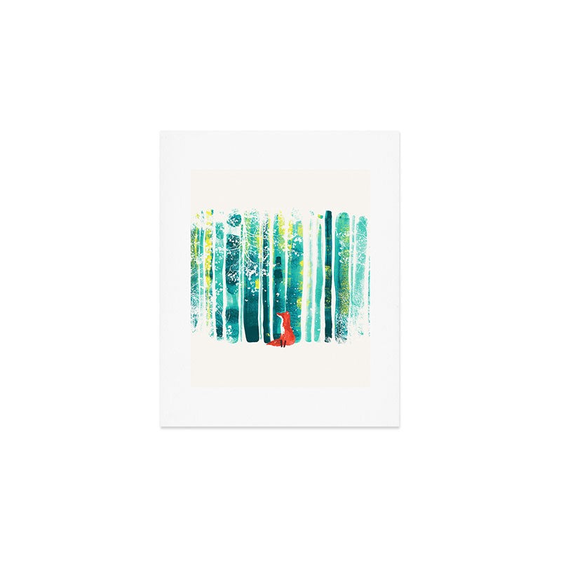 Fox in quiet forest Art Print Gallery Image 1