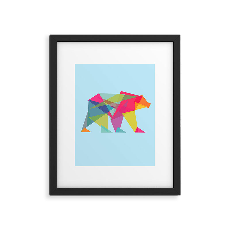 Fractal Bear - neon colorways Framed Art Print Gallery Image 5