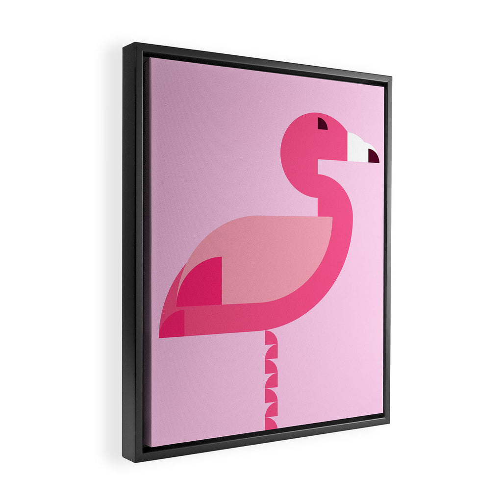Geometric flamingo Framed Canvas Print Gallery Image 2