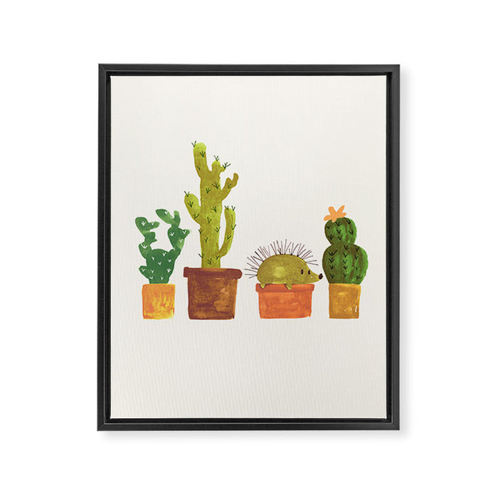 Hedgehog and Cactus (incognito) Framed Canvas Print Gallery Image 1