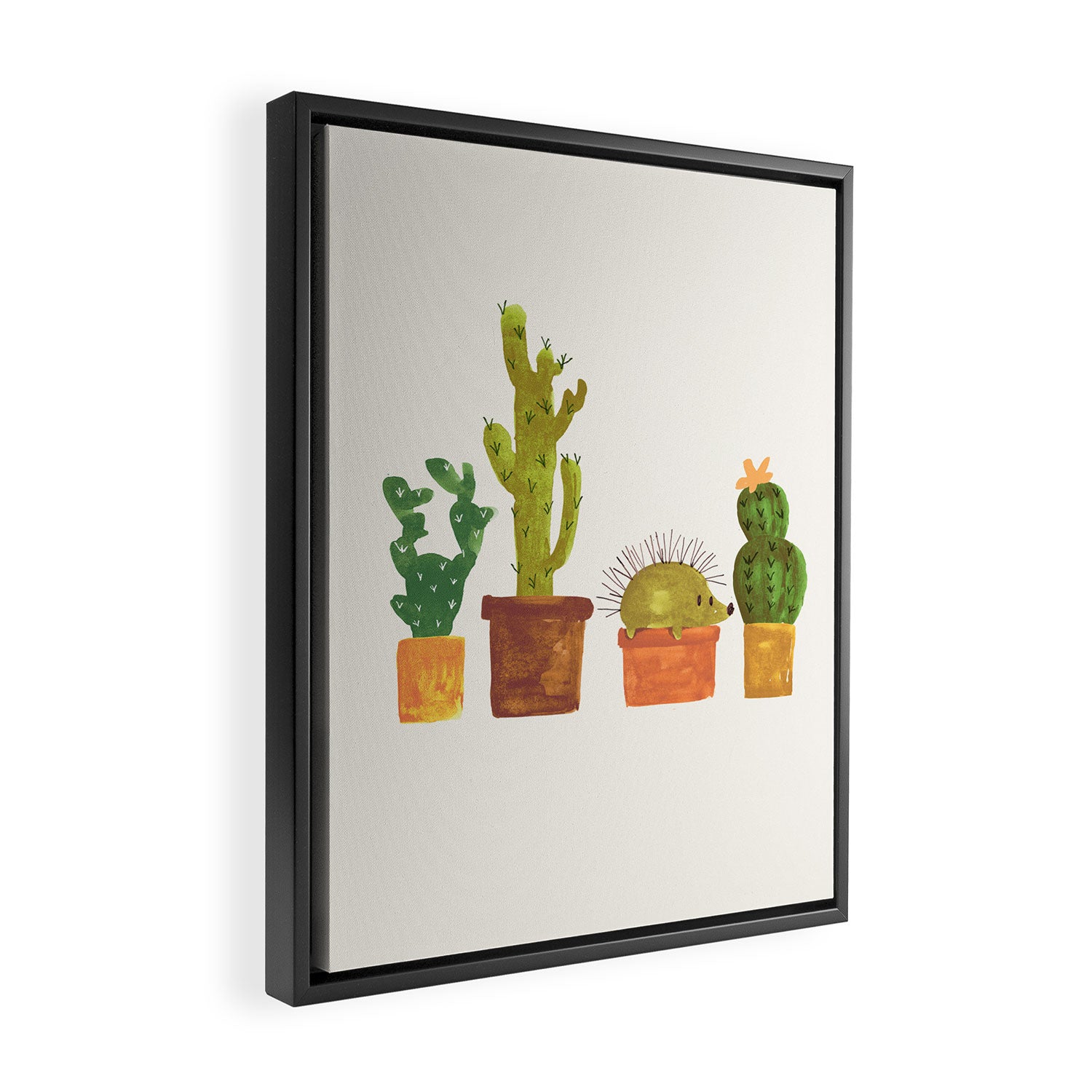 Hedgehog and Cactus (incognito) Framed Canvas Print Gallery Image 2