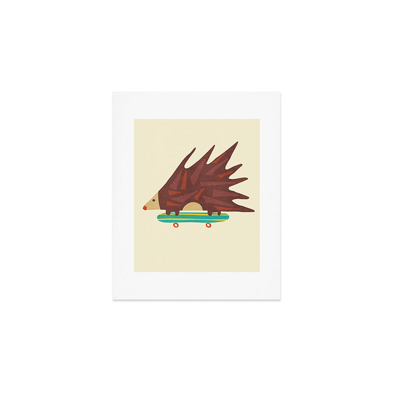 Hedgehog in hair raising speed Art Print Gallery Image 1