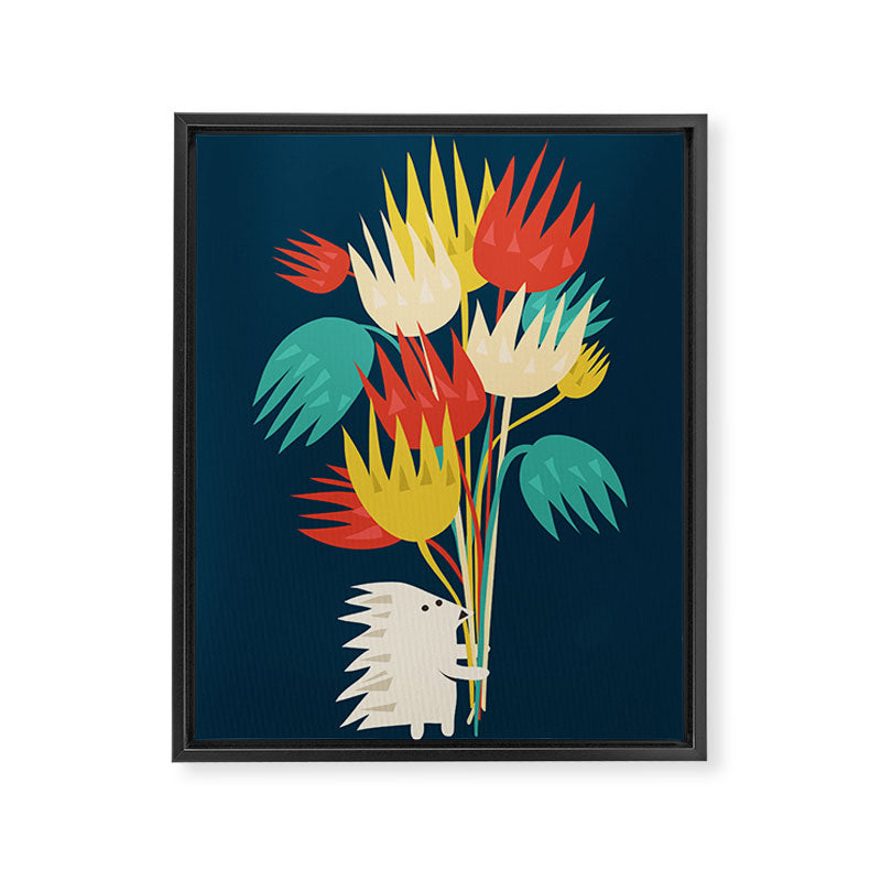 Hedgehog with flowers Framed Canvas Print Gallery Image 6