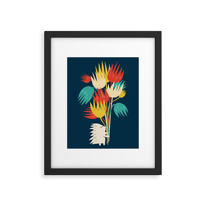 Hedgehog with flowers Framed Art Print Gallery Image 5